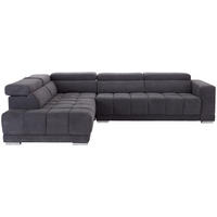 ECKSOFA HOGAN Grau Webstoff Kopfteilverstellung  - Silberfarben/Grau, MODERN, Textil/Metall (212/299cm) - Livetastic