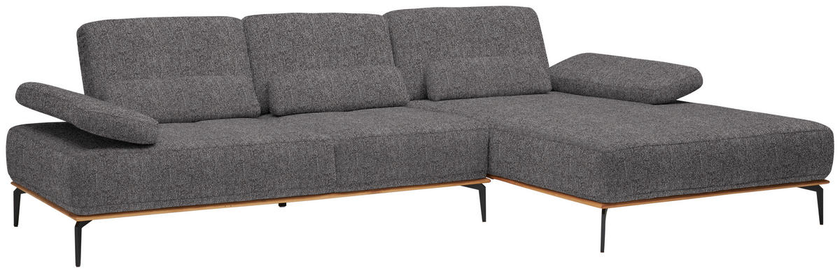 ECKSOFA in Flachgewebe Grau  314/176 cm  - Schwarz/Grau, Natur, Holz/Textil (314/176cm) - Valnatura