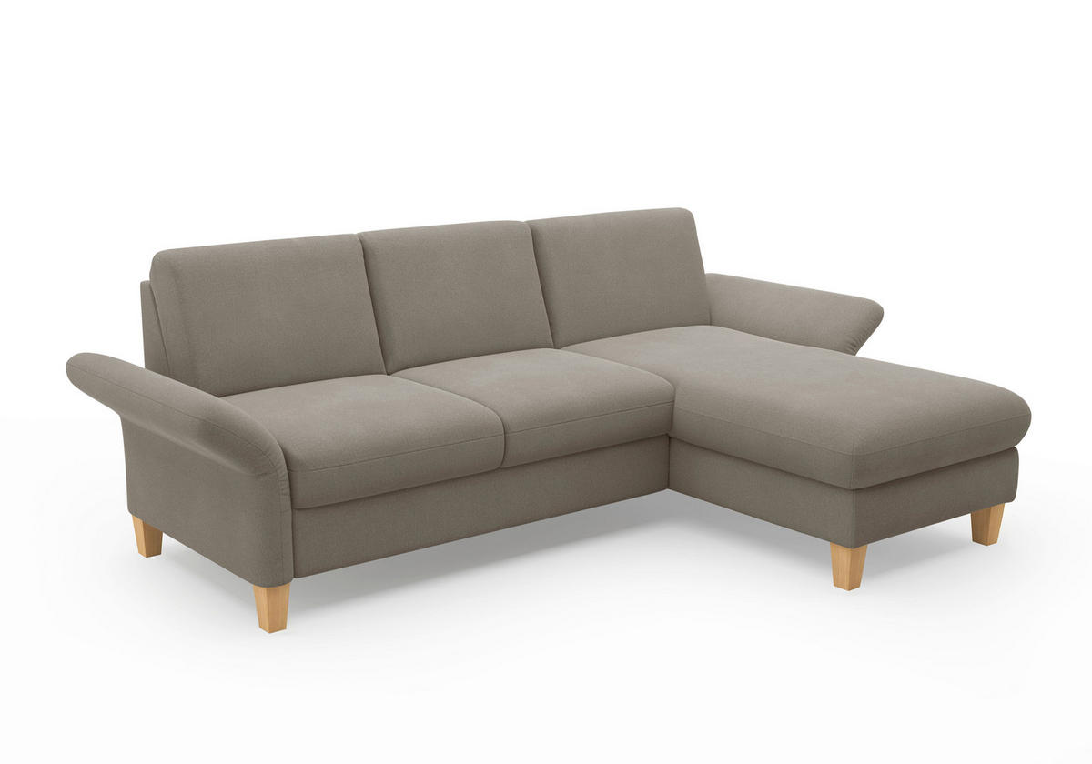 ECKSOFA ROCHELLE E Schlammfarben Flachgewebe  - Schlammfarben/Eichefarben, KONVENTIONELL, Holz/Textil (251/164cm) - Sit & More