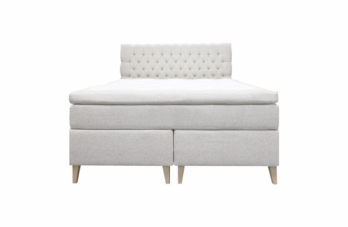 KONTINENTALSÄNG 180/200 cm  i cremefärgad  - beige/naturfärgad, Klassisk, metall/trä (180/200cm) - Cassando
