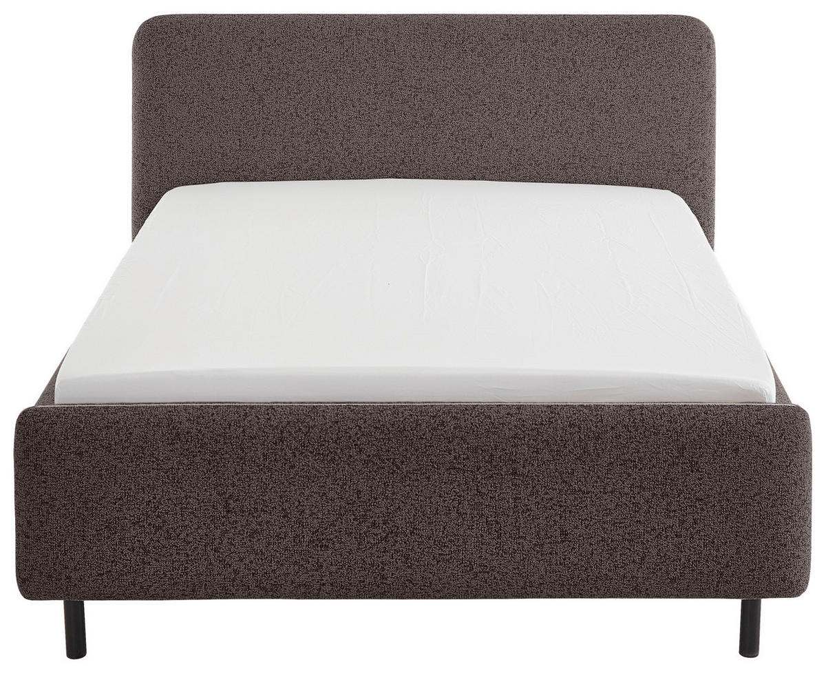 POLSTERBETT 140/200 cm  in Anthrazit, Silberfarben  - Anthrazit/Silberfarben, Design, Textil/Metall (140/200cm) - Xora