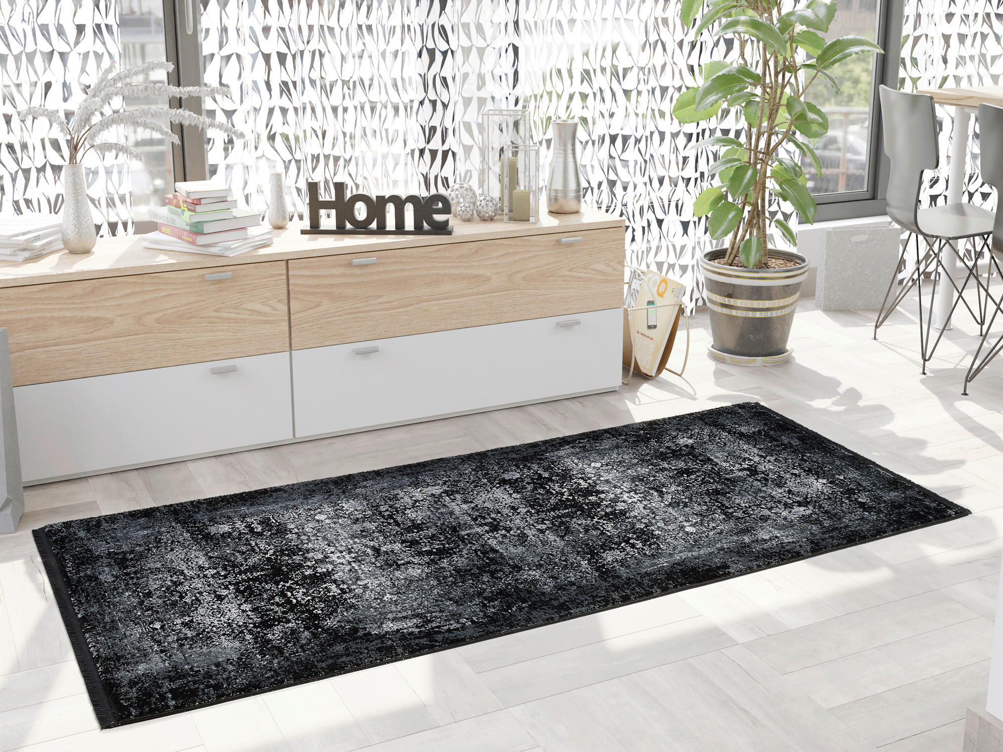 LÄUFER 80/200 cm Calais Grau, Schwarz - Schwarz/Grau, Design, Textil (80/200cm) - Dieter Knoll