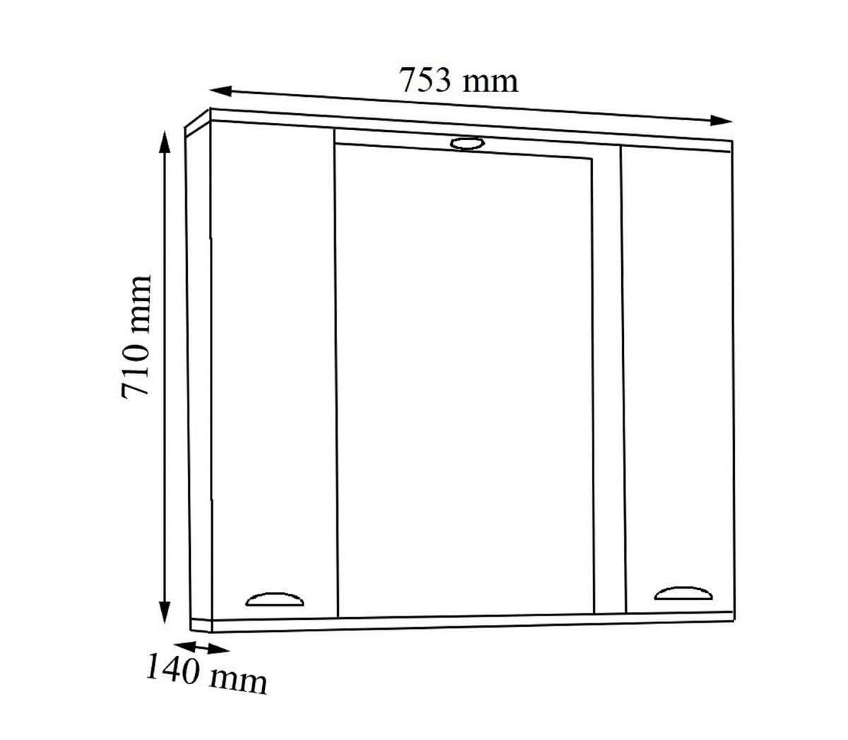 SPIEGELSCHRANK 75/71/14 cm  - Silberfarben/Weiß, MODERN, Glas/Holzwerkstoff (75/71/14cm) - MID.YOU