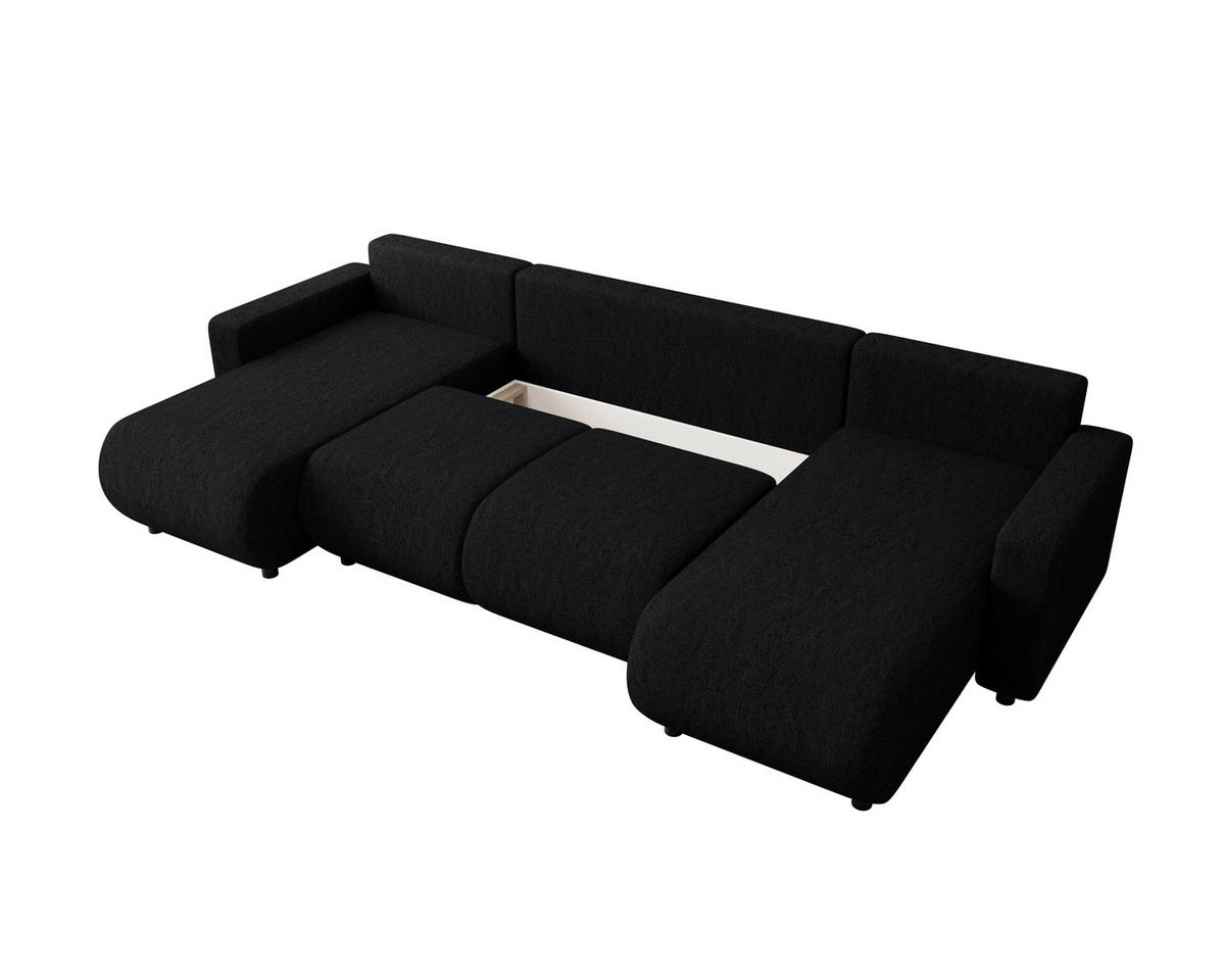 WOHNLANDSCHAFT Schwarz Webstoff  - Schwarz, MODERN, Kunststoff/Textil (150/312/150cm) - Xora