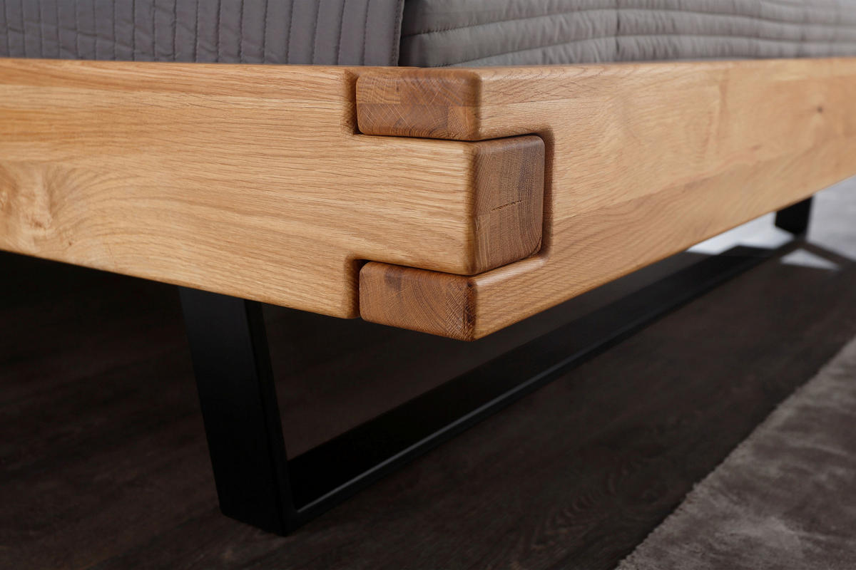 BALKENBETT 180/200 cm  in Wildeiche   - Wildeiche/Schwarz, MODERN, Holz/Metall (180/200cm) - Livetastic