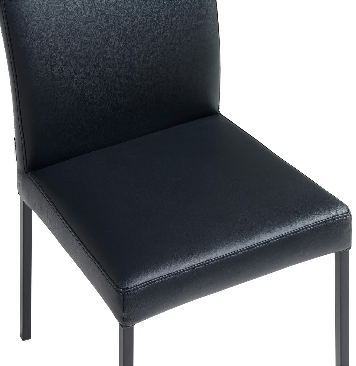 STUHL Echtleder Schwarz  - Schwarz, MODERN, Leder/Metall (45,5/86/57,5cm) - Livetastic