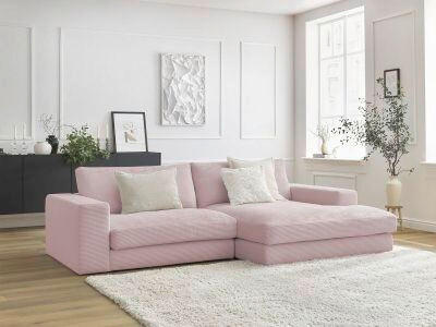 ECKSOFA  LEONARD Lila Cord  - Lila/Schwarz, MODERN, Kunststoff/Textil (274/159cm)