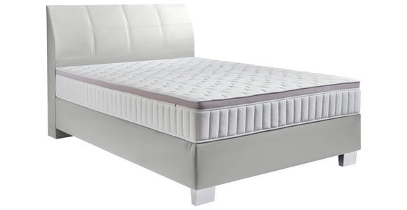 BOXSPRINGBETT 140/200 cm in Hellgrau - Chromfarben/Hellgrau, KONVENTIONELL, Kunststoff/Textil (140/200cm) - Hom`in