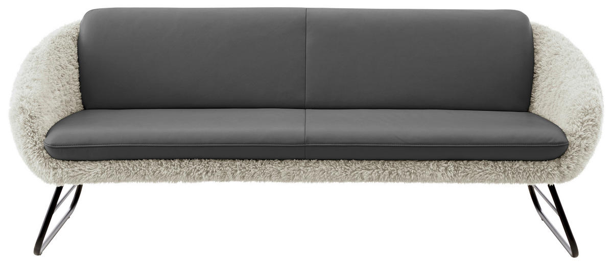 SITZBANK 219/87/78 cm  in Beige, Graublau  - Graublau/Beige, Design, Leder/Textil (219/87/78cm) - Koinor