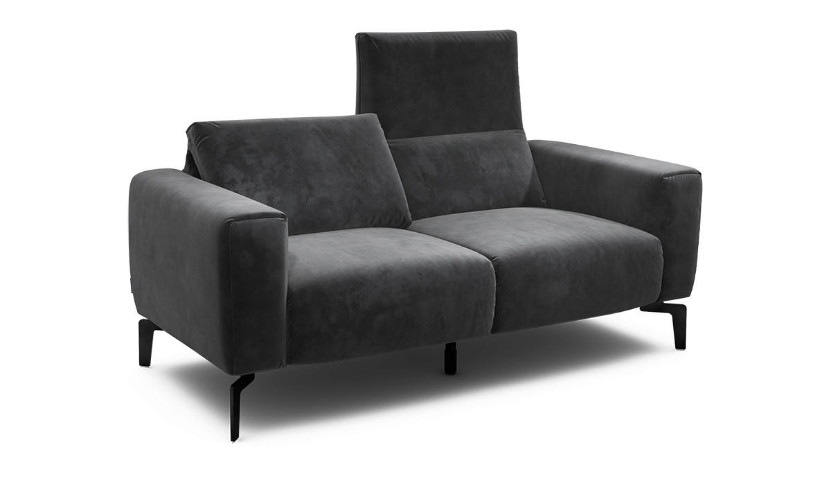 2-SITZER-SOFA Samt Anthrazit  - Anthrazit/Schwarz, Design, Textil/Metall (180/86/86-94cm) - SENSOO