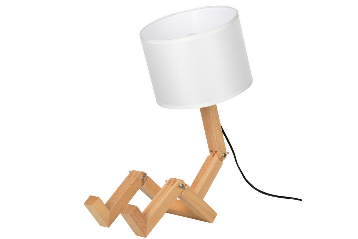 STOLNÁ LAMPA, E27, 42/22/47 cm - farba duba/béžová, Lifestyle, drevo/textil (42/22/47cm) - Marama
