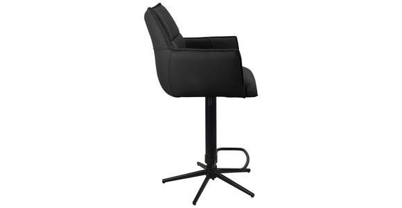 BARHOCKER Echtleder Schwarz Eisen Sitzfläche 360° drehbar - Schwarz, Design, Leder/Metall (54/96-121/56cm) - Novel
