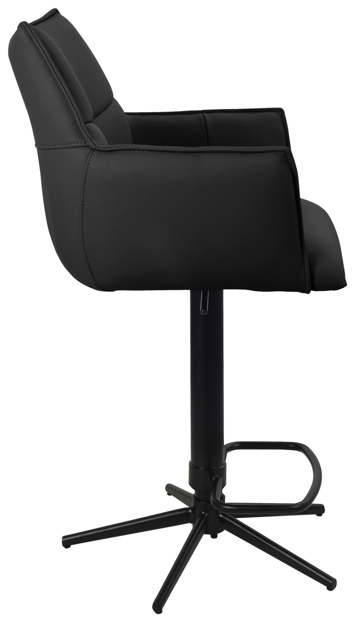 BARHOCKER in Metall, Leder Schwarz  - Schwarz, Design, Leder/Metall (54/96-121/56cm) - Novel