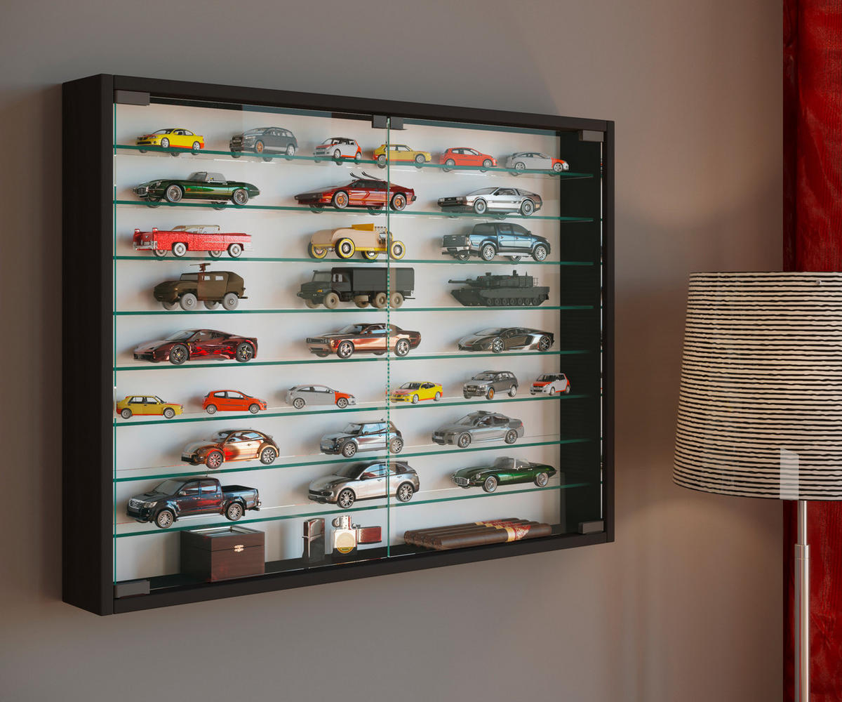 HÄNGEVITRINE in Schwarz  - Schwarz, Modern, Glas/Holzwerkstoff (80/60/10cm) - MID.YOU