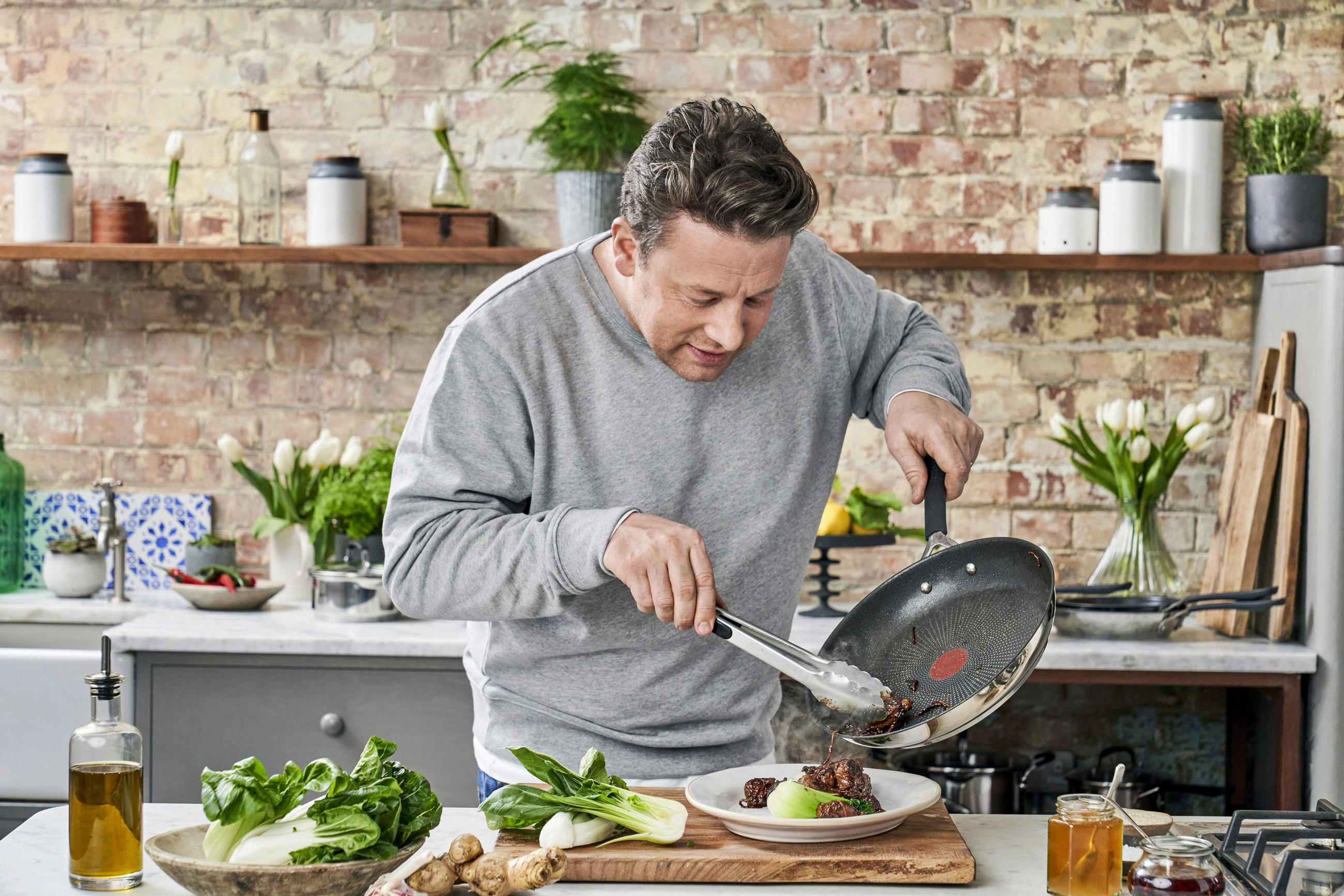 STEKPANNA   28 cm  - stålfärgad, Design, metall/plast (28cm) - Tefal