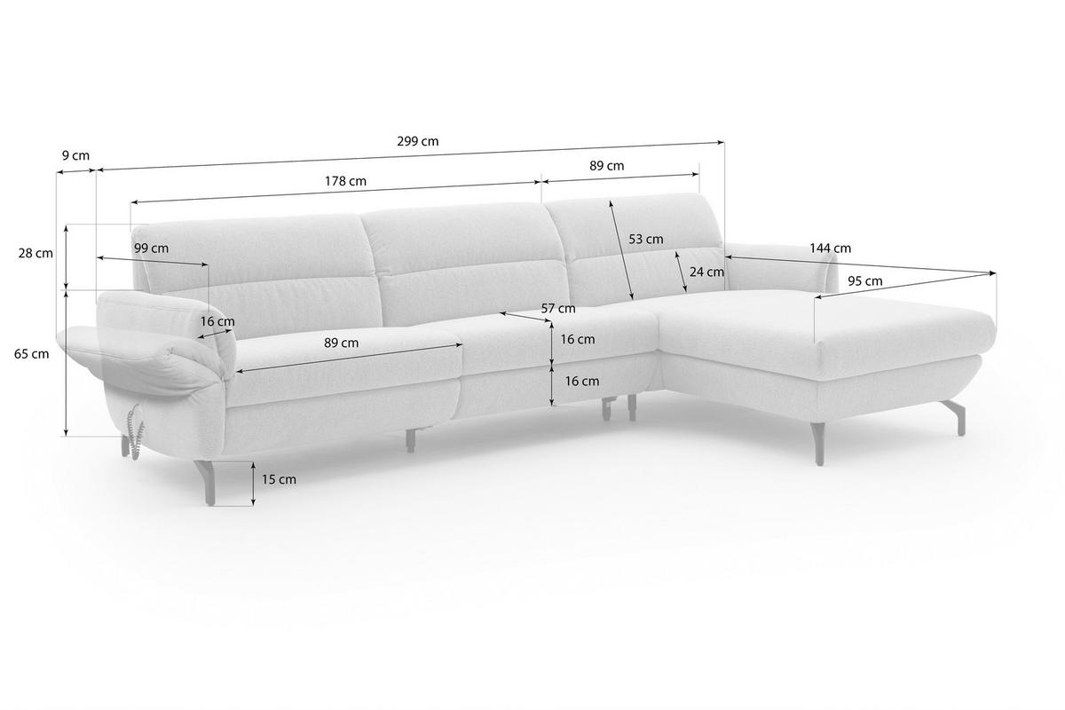 ECKSOFA in Chenille Creme  299/187 cm  - Creme/Schwarz, Design, Textil/Metall (299/187cm) - Schöner Wohnen