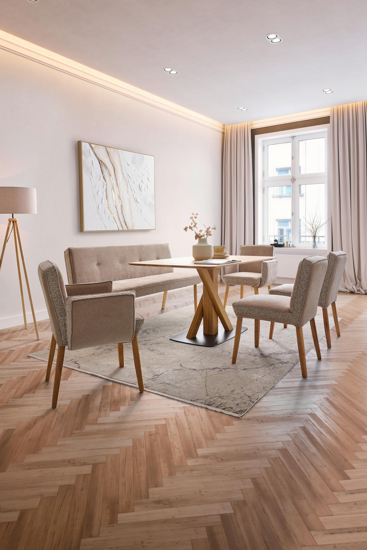 ESSTISCH in Holz, Metall 160/90/76 cm   - Eichefarben/Schwarz, Design, Holz/Metall (160/90/76cm) - Novel