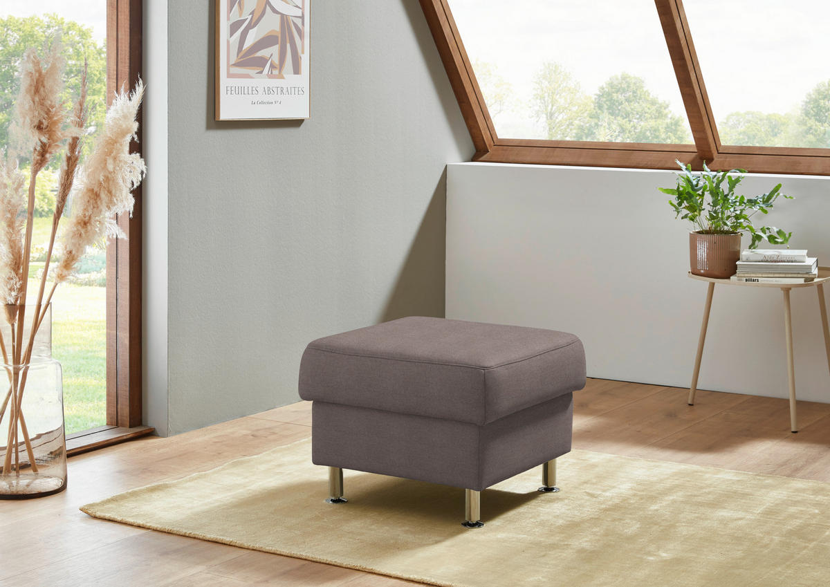 HOCKER Textil Altrosa  - Alufarben/Altrosa, Konventionell, Textil/Metall (60/46/60cm) - Beldomo Comfort