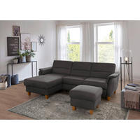 ECKSOFA in Mikrofaser Grau  - Eichefarben/Grau, Konventionell, Holz/Textil (163/244cm) - Sit & More