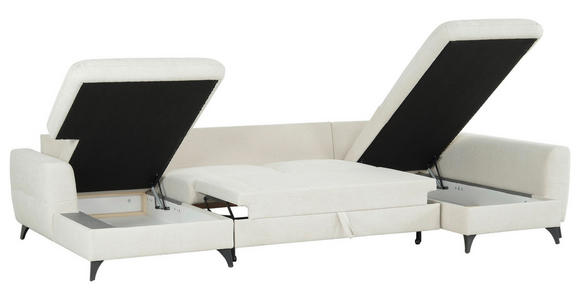 WOHNLANDSCHAFT Beige Chenille  - Beige/Schwarz, KONVENTIONELL, Textil/Metall (160/340/188cm) - Xora