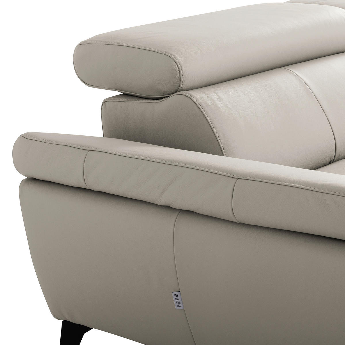 ECKSOFA Lederlook Echtleder Platinfarben  - Platinfarben/Schwarz, Design, Leder/Textil (179/252cm) - Livetastic