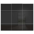 SCHWEBETÜRENSCHRANK 301/223/68 cm 3-türig Schwarz  - Alufarben/Schwarz, KONVENTIONELL, Glas/Holzwerkstoff (301/223/68cm) - Novel