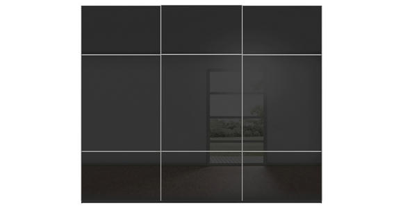 SCHWEBETÜRENSCHRANK 301/223/68 cm 3-türig Schwarz  - Alufarben/Schwarz, KONVENTIONELL, Glas/Holzwerkstoff (301/223/68cm) - Novel