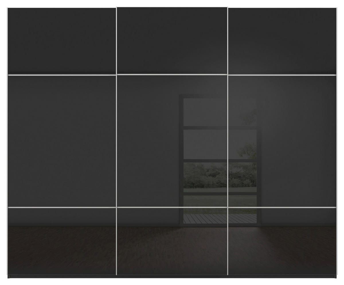 SCHWEBETÜRENSCHRANK  in Schwarz  - Alufarben/Schwarz, KONVENTIONELL, Glas/Holzwerkstoff (242/223/68cm) - Novel