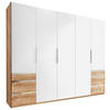 DREHTÜRENSCHRANK in Eichefarben, Weiss  - Chromfarben/Weiss, Modern, Holzwerkstoff/Kunststoff (250/216/58cm) - MID.YOU