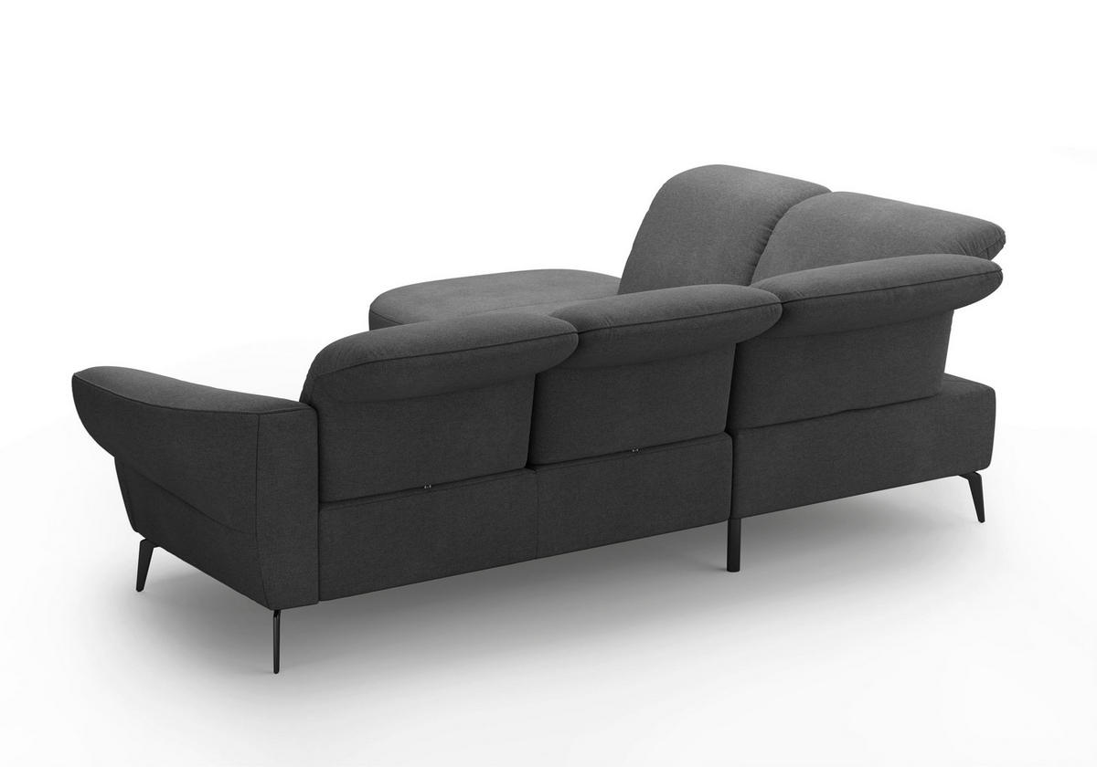 ECKSOFA in Mikrofaser Dunkelgrau  270/302 cm  - Dunkelgrau/Schwarz, MODERN, Textil/Metall (270/302cm) - Sit & More