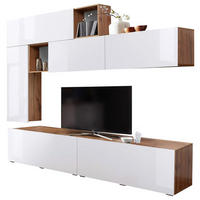 DNEVNI REGAL,  bela, hrast wotan  - hrast wotan/bela, Moderno, leseni material (260/227,5/40cm) - Ti'me