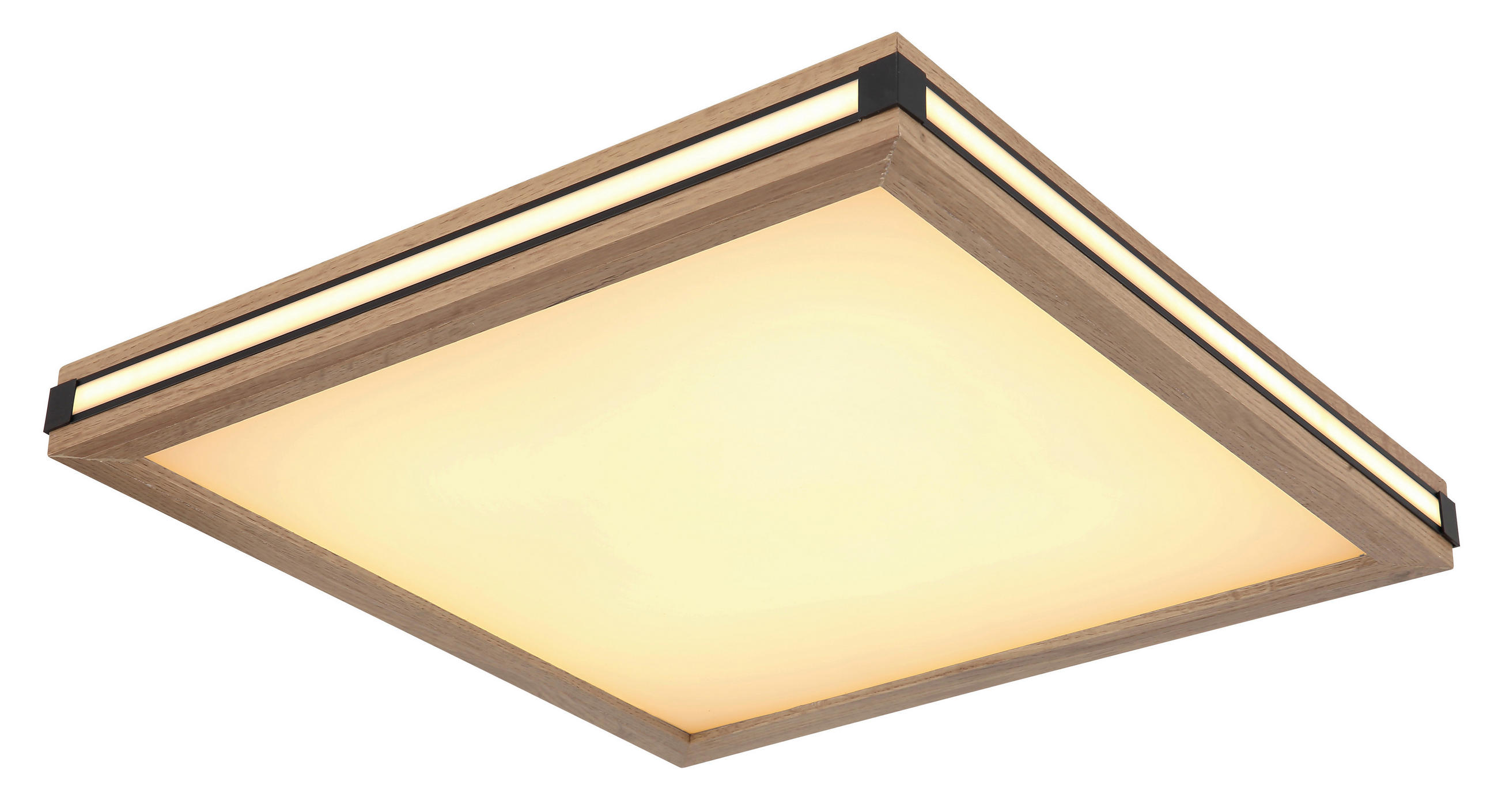 LED SVJETILJKA STROPNA  - bijela/tamno smeđa, Natur, drvni materijal/metal (45/45/7,5cm) - Globo