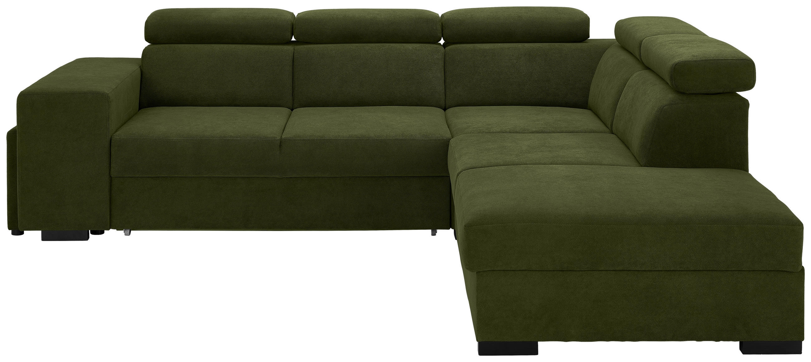 ECKSOFA Dunkelgrün Webstoff  - Dunkelgrün/Schwarz, KONVENTIONELL, Holz/Textil (283/244cm) - Carryhome