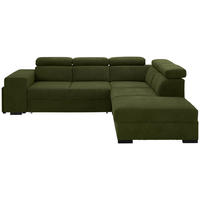 ECKSOFA Dunkelgrün Webstoff  - Dunkelgrün/Schwarz, KONVENTIONELL, Holz/Textil (283/244cm) - Carryhome