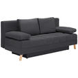 SCHLAFSOFA  in Flachgewebe Dunkelgrau  - Dunkelgrau/Naturfarben, KONVENTIONELL, Holz/Textil (195/90/90cm) - Cantus