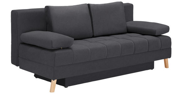 SCHLAFSOFA  in Flachgewebe Dunkelgrau  - Dunkelgrau/Naturfarben, KONVENTIONELL, Holz/Textil (195/90/90cm) - Cantus