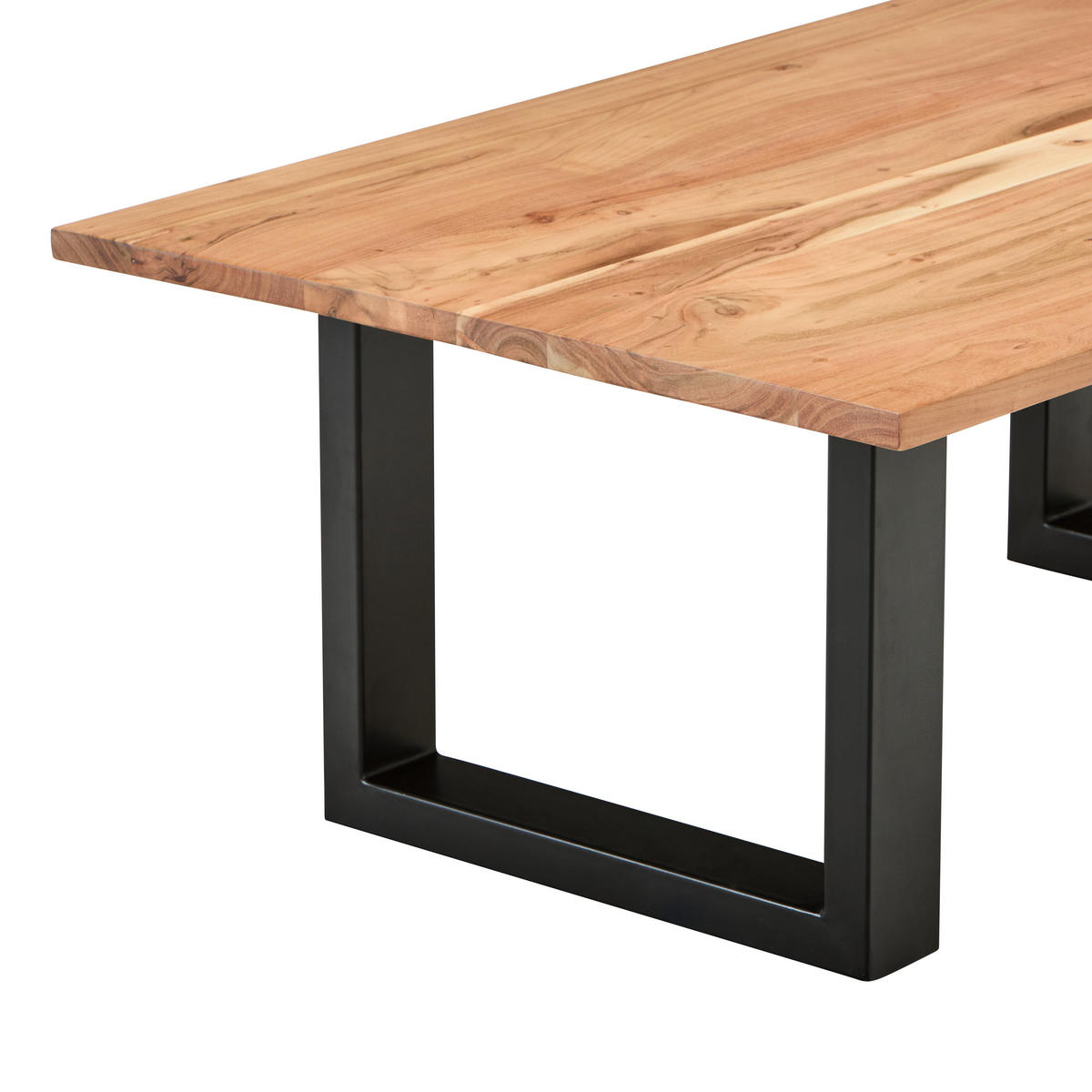 COUCHTISCH Akazie Hartholz rechteckig Schwarz, Akaziefarben  - Schwarz/Akaziefarben, Natur, Holz/Metall (115/75/45cm) - Livetastic