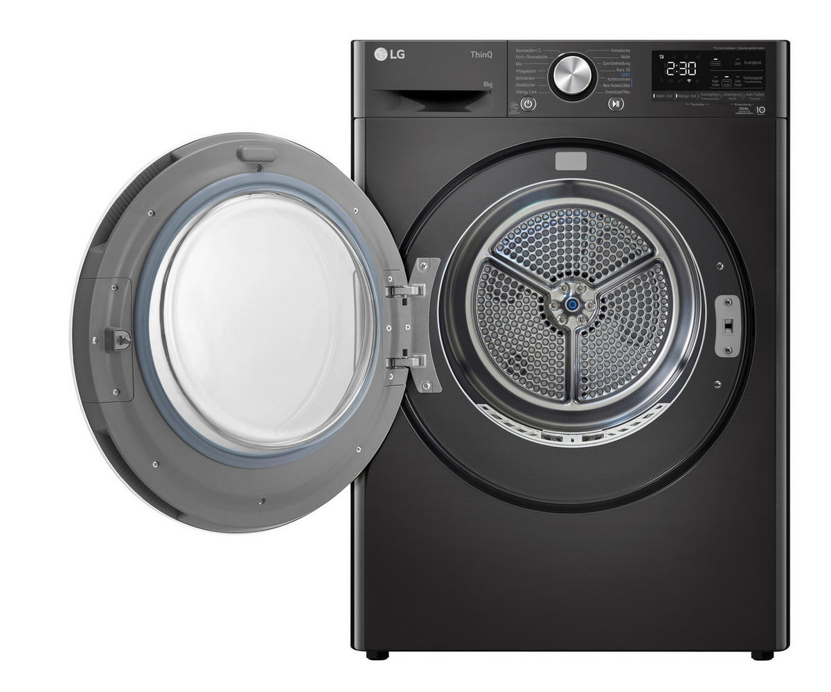 WÄRMEPUMPENTROCKNER RT80V9B  - Chromfarben/Schwarz, Basics, Glas/Kunststoff (60/85/66cm) - LG