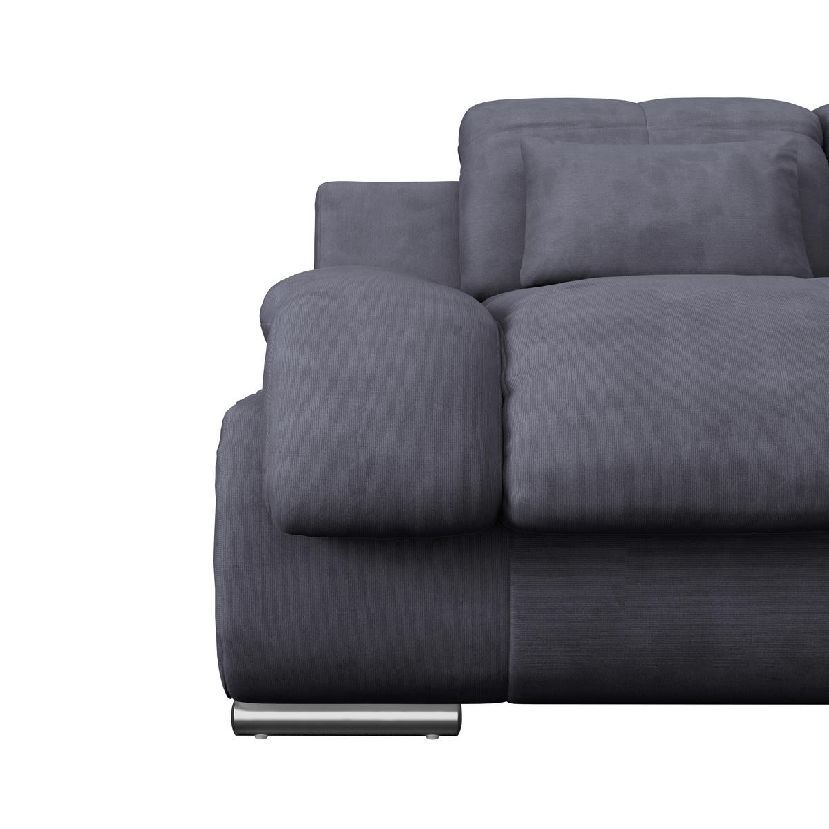 WOHNLANDSCHAFT in Mikrofaser Dunkelblau  - Chromfarben/Dunkelgrau, Modern, Textil/Metall (184/345/228cm) - MID.YOU