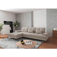 ECKSOFA in Flachgewebe Greige  - Greige/Schwarz, Konventionell, Textil/Metall (185/279cm) - Sit & More