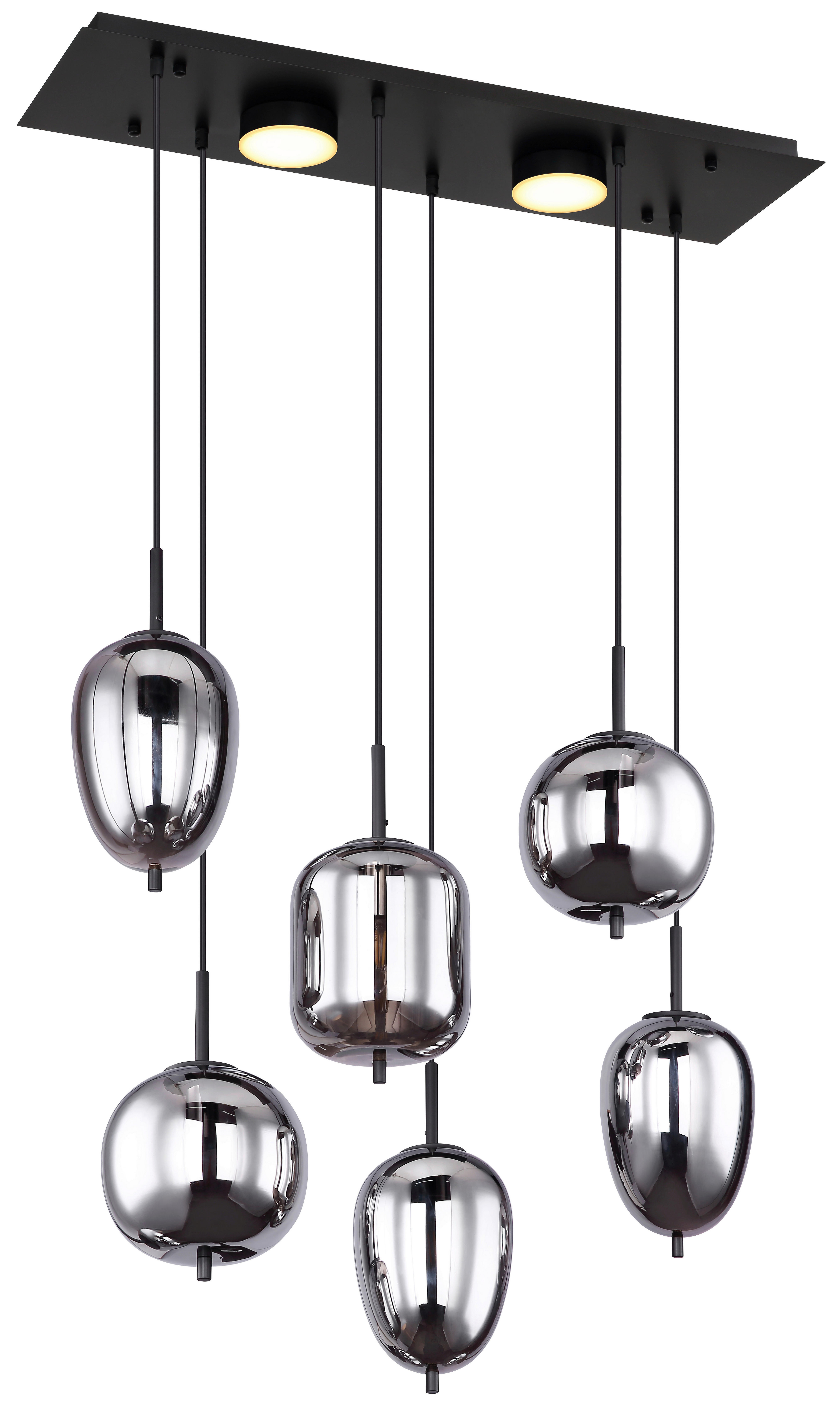 LED-HÄNGELEUCHTE 80/34/120 cm   - Opal/Schwarz, Design, Glas/Kunststoff (80/34/120cm) - Globo