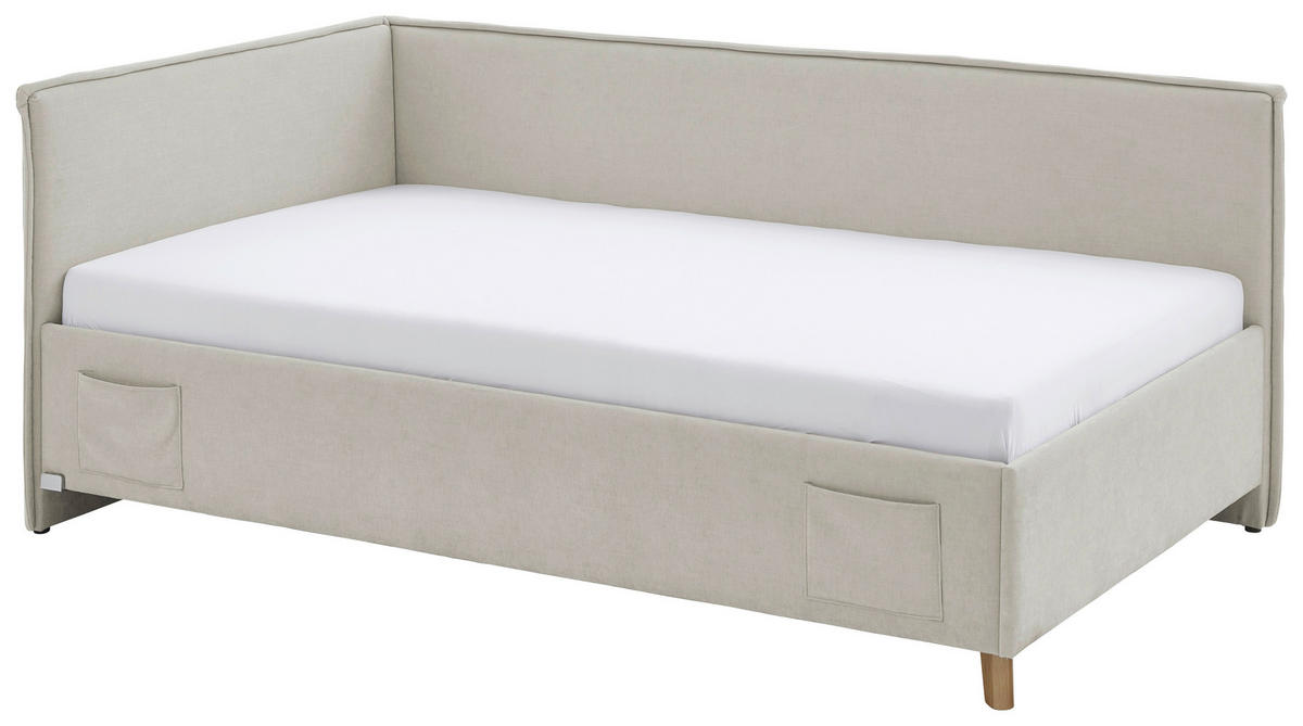 POLSTERLIEGE in Flachgewebe Beige  - Eichefarben/Beige, Konventionell, Holz/Textil (90/200cm) - home24