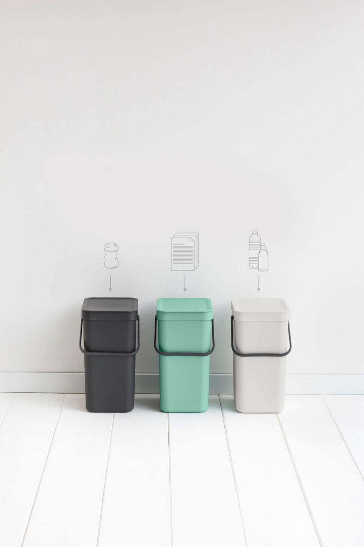 KOŠ ZA SMETI - žadasto zelena, Basics, umetna masa (20/35.1/24.9cm) - Brabantia