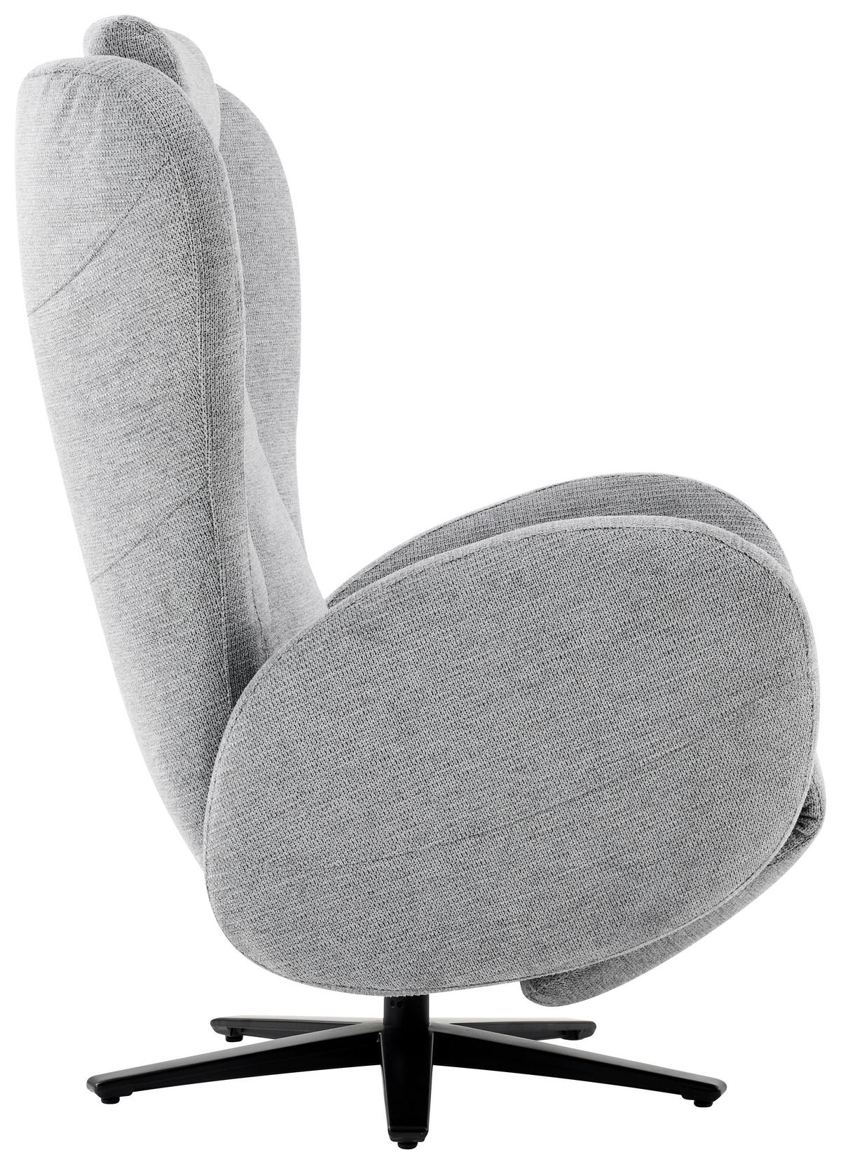 RELAXSESSEL Webstoff Relaxfunktion, Fußteilverstellung, Nackenkissen    - Schwarz/Grau, Design, Textil/Metall (77/109/89cm) - Stylife