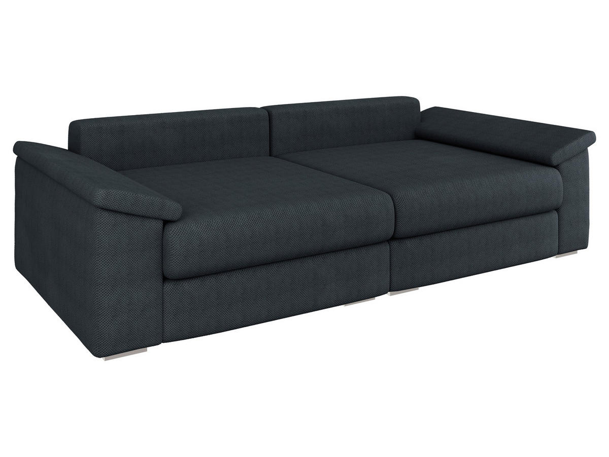 BIGSOFA TERMINI Velours, Webstoff Schwarz  - Beige/Schwarz, Design, Holz/Textil (260/98/123cm) - MID.YOU
