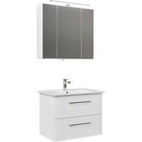 BADEZIMMER 3-teilig  in 80 cm  - Chromfarben/Weiß Hochglanz, MODERN, Glas/Keramik (80cm) - Sadena