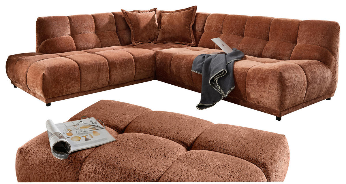 ECKSOFA Chenille Anthrazit  - Anthrazit/Schwarz, Modern, Kunststoff/Textil (250/284cm) - Livetastic