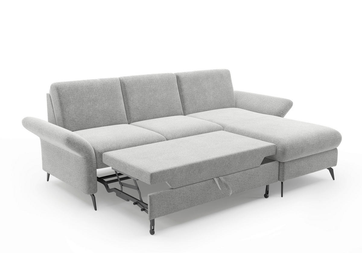 ECKSOFA ROCHELLE E Hellgrau Flachgewebe  - Hellgrau/Schwarz, KONVENTIONELL, Textil/Metall (251/164cm) - Sit & More