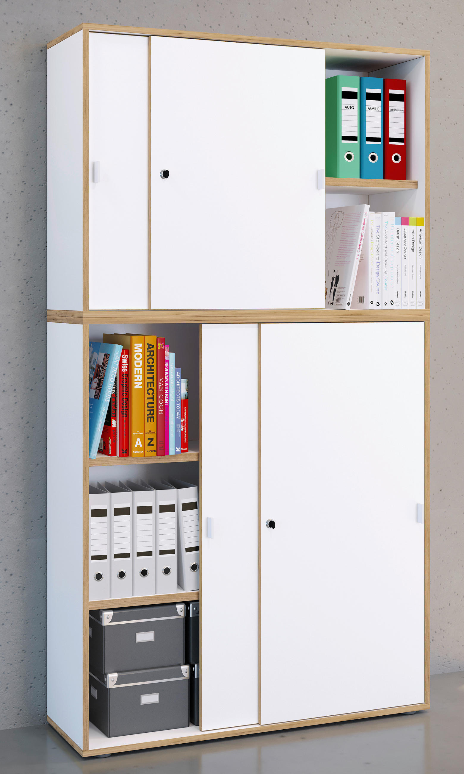 AKTENSCHRANK 100/183/37 cm  - Honigeiche/Weiss, Design, Holzwerkstoff (100/183/37cm) - MID.YOU