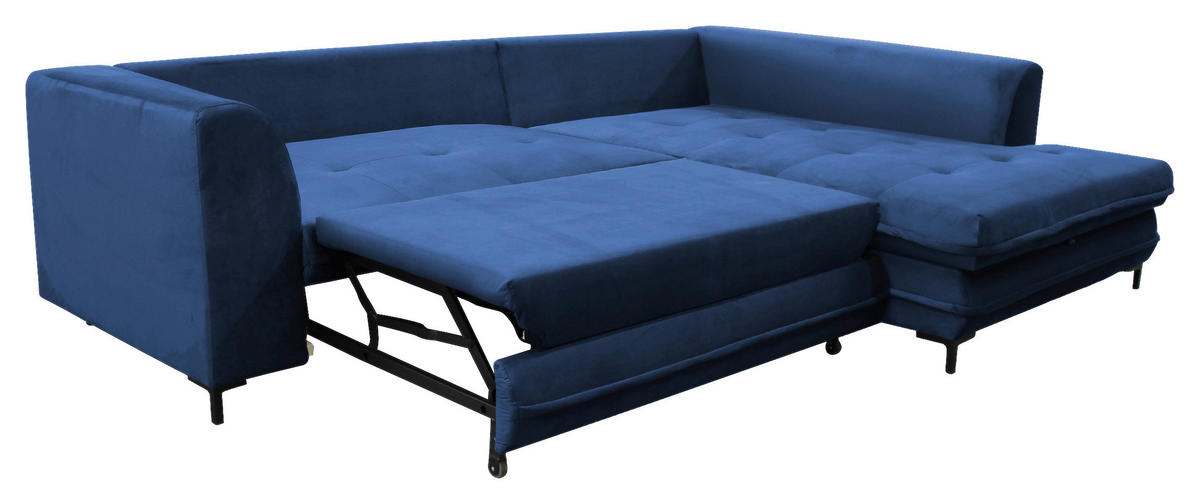 ECKSOFA Royalblau Velours  - Blau/Royalblau, Design, Textil/Metall (277/187cm) - Livetastic